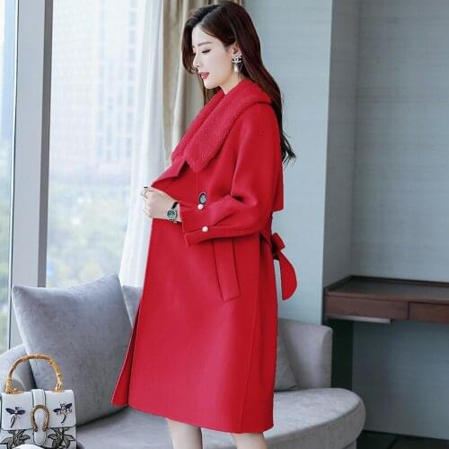 Winter Woman Wool 2020 Long Thick Double Sided Windbreaker Womens cashmere Coat 2 Style Jacket And Vest