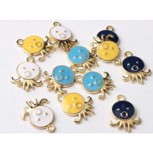 10pcs/lot 21mm Zinc Alloy Enamel Charms Cute Octopus Cartoon Animal Charms For DIY Fashion Jewelry Making Finding Accessories