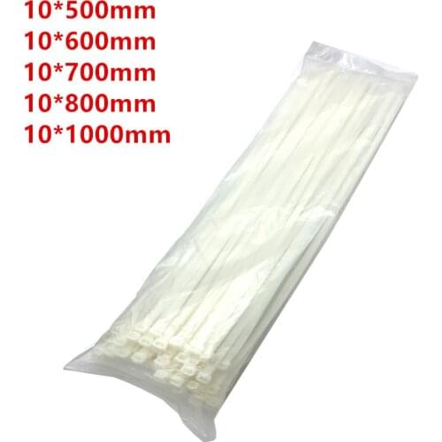 100pcs 10*500/600/700/800/1000mm Assorted Self-locking Nylon Cable Ties Black Plastic Zip Tie Loop Wire Wrap Zip Ties