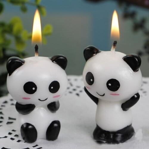 2pcs/pair Cute Panda Kids Birthday Cake Candles Birthday Party Decoration Candle.Creative Birthday Cake Toppers.Party Supplies