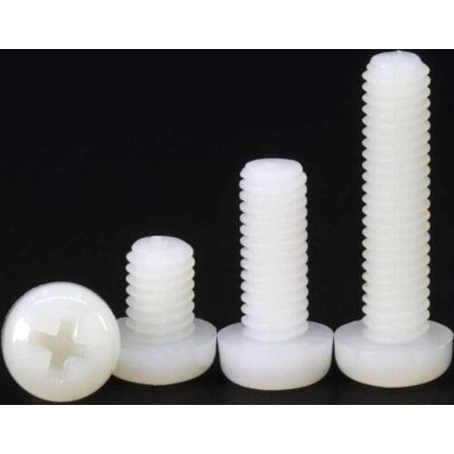 20pcs M5 Pitch 0.8 8/10/12/15/20/25/30/40/45/50mm Full Nylon Phillips Cross Pan Head Machine Screws