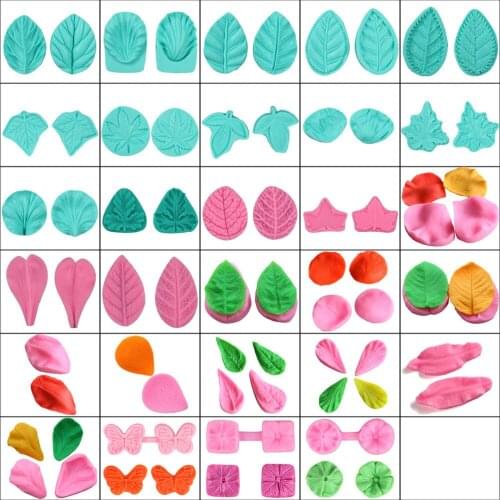 3D Flower Leaf Fondant Silicone Mold Cooking Wedding Cake Decoration Tools Baking Sugar Craft Molds Leaves DIY Cake Tools