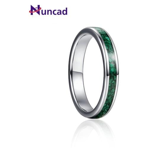 4mm Steel Color Inlaid Green Malachite Tungsten Carbide Ring Mens Fashion Wedding Jewelry Best Gift Good Quality