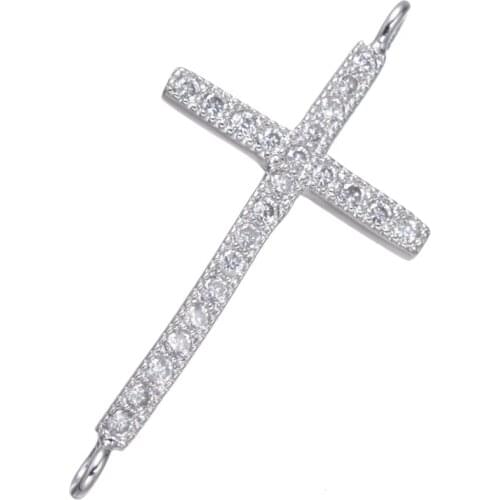 5 Pieces Trendy Jewelry Zircon Micro Pave Cross Charms For Jewelry Making Diy Craft Copper Charms Connectors Bijoux Berloques