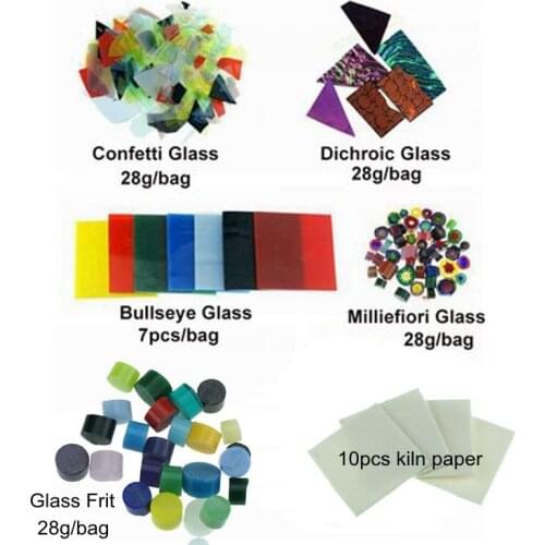 5kinds of glass +10pcs kiln paper microwave kiln accessories for DIY your unique gorgeous glass jewelry