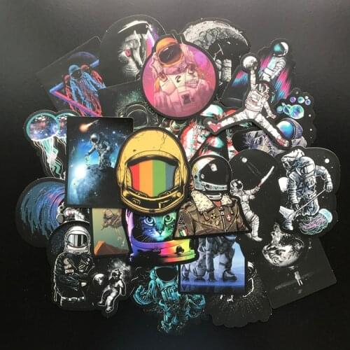 50 Pcs Vinyl Universe Stickers Pack Space Explorer Sticker Astronaut Graffiti Decals for Laptop Car Luggage Water Bottle Helmet