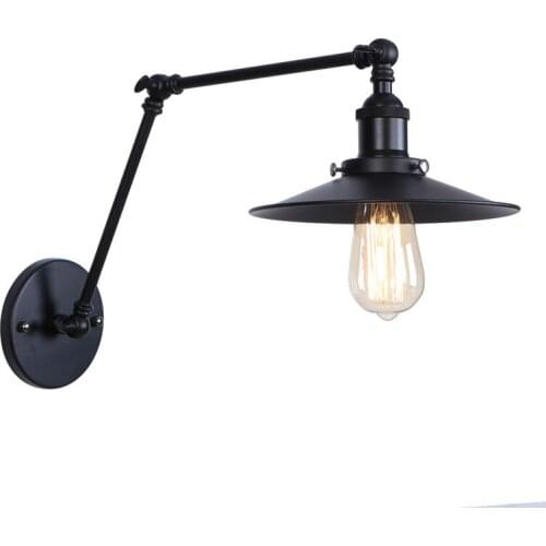 American Iron Long Arm Wall Sconce Edison LED Wall Light Fixtures Adjust Bedside Wall Lamp Industrial Vintage Lighting Lampara