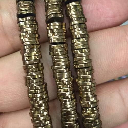 6 colors natural stone hematite spacers loose button beads 2*6mm high grade women elegant jewelry making findings 15inch B3251