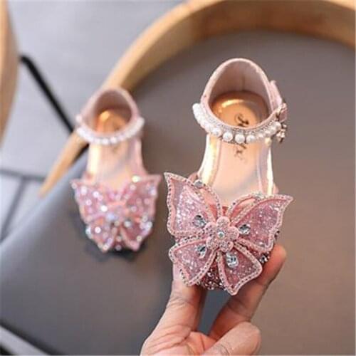 2021 Childrens Fashion Hollow out sandals summer new girl Baby Sequins bow Princess shoes Soft-soled non-slip sandals size21-35