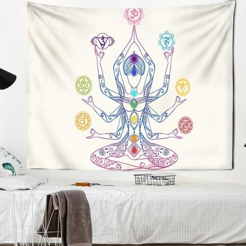 India Mandala Tapestry Wall Hanging Sun Moon Tarot Wall Tapestry Wall Carpet Psychedelic Tapiz Witchcraft 7 Chakra Tapestry
