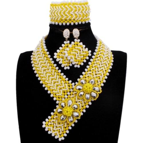 Dudo Choker Necklace Set Yellow and White Y Design Western Jewelry Earrings Bracelet Necklace 3 Pieces 2020 5 Colors