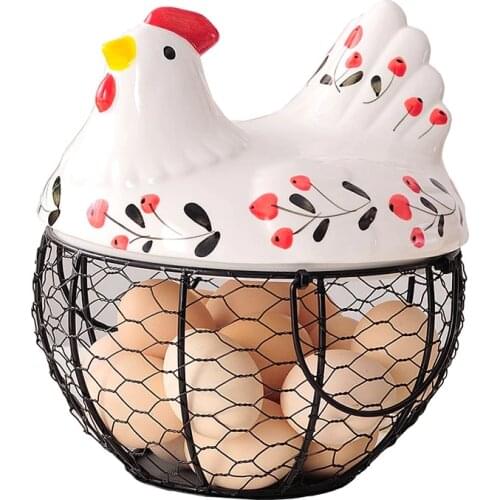 Iron and porcelain Hens get basket iron egg basket potato garlic hollowed out container basket creative fruit basket
