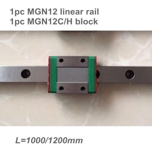 12mm Linear Guide MGN12 L= 1000 1200 mm linear rail way + MGN12C or MGN12H Long linear carriage for CNC X Y Z Axis