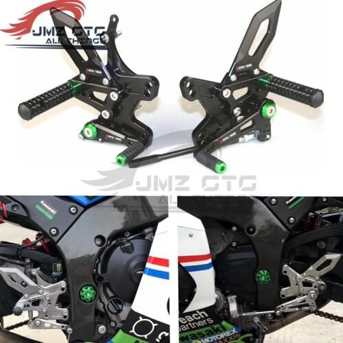 MOTO-TRON Motorcycle CNC Adjustable Rear Set Rearsets Footrest Foot Rest For KAWASAKI ZX10R ZX-10R 2011-2019