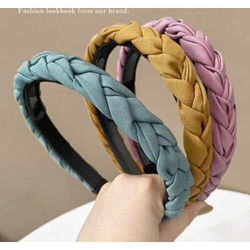 New Hand-Woven Headband Solid Color Knotted Cross Hairbands for Women Hairbands Spring and Summer Headband Hair Accessories