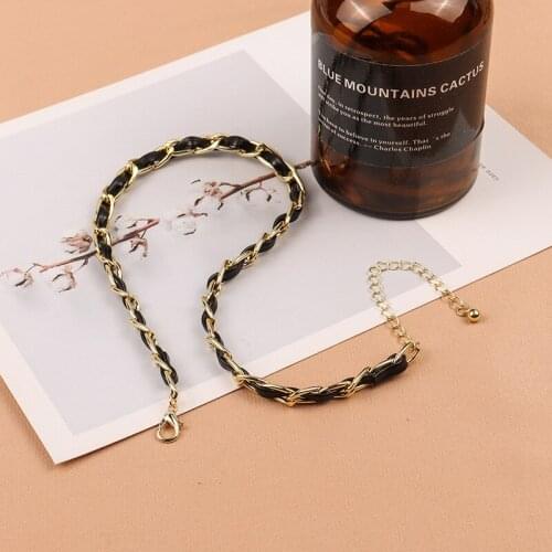 Latest necklace street chain leather black braided choker rope collar neck short chain collar exquisite gifts
