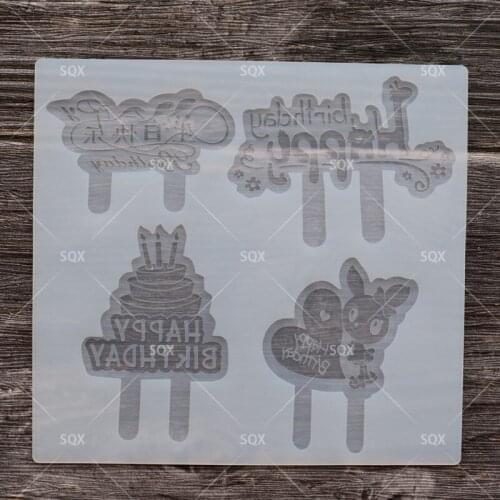 Four style Happy Birthday Signs Shape Silicone Chocolate Mold, Cake Decorative Tool, Kitchen Accessories SA51