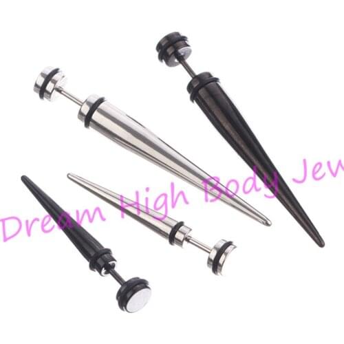 Fake Ear Plug Cheater Stretcher Flesh Tunnel 4mm 6mm Taper 316L Stainless Steel Black Gauges Earring Popular Jewelry