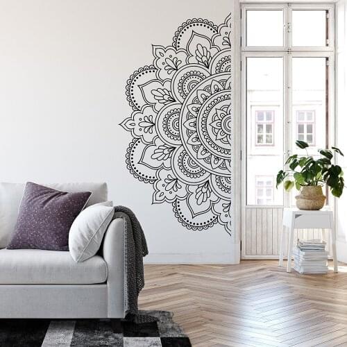 Half Mandala Wall Stickers Home Decorations Living Room Symmetrical Structure Flowers Vinyl Wall Decor Decals Bedroom Boho A419