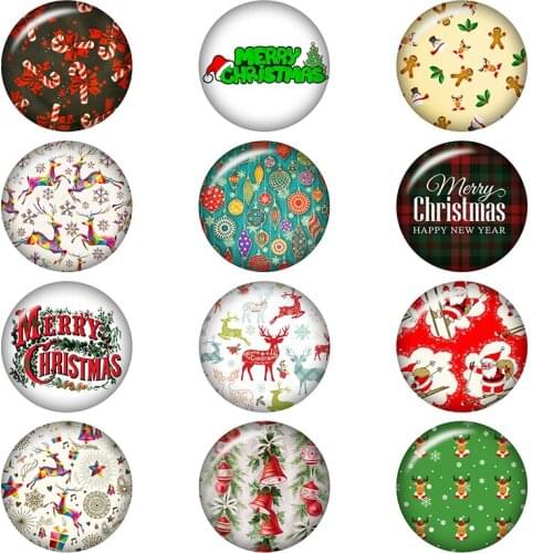 50PCS Mixed Charm Snap Button Jewelry Merry Christmas For DIY 18MM Glass Button Snap Bracelet Necklace Jewelry