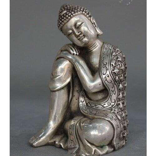 Tibet Tibetan Buddhism Silver Seat Sleep Shakyamuni Sakyamuni Buddha Statue