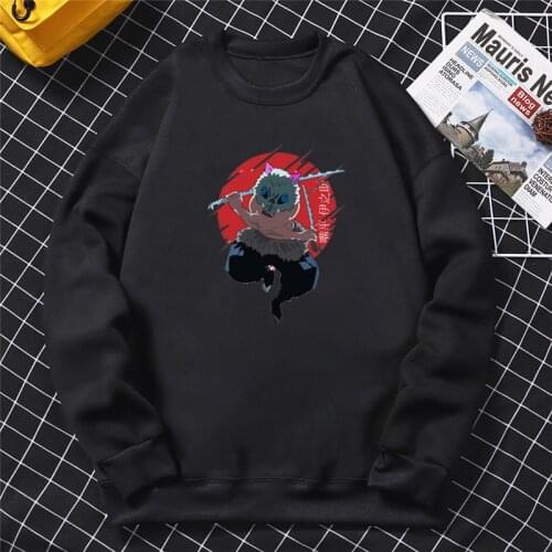 Japanese Anime Demon Slayer Hoodies Women Harajuku Cartoon Hashibira Inosuke Graphic Hoody Oversized Casual Harajuku Sweatshirt