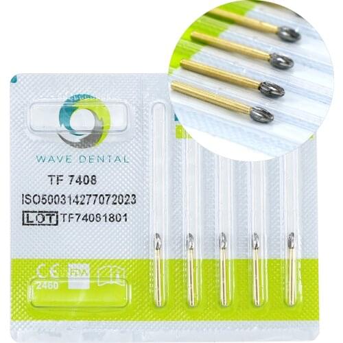 WAVE Dental 12 Bladed Gold Plated Finishing Trimming and Finishing Burs T Series TF 7408