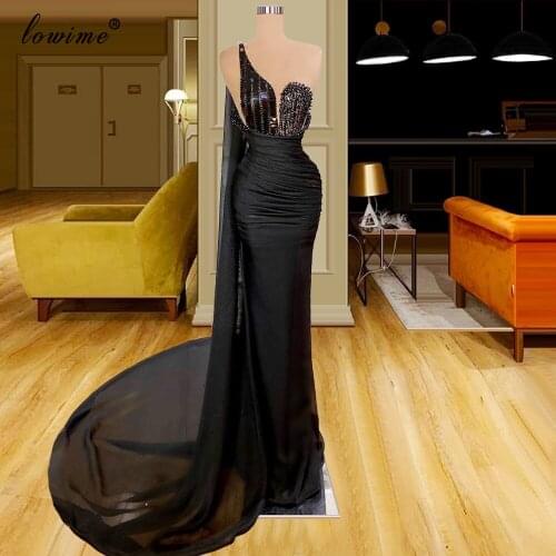 Vintage Black Evening Dresses Long Sexy Evening Gowns Haute Couture Gorgeous Pageant Gowns Celebrity Dresses Party Robe Femme