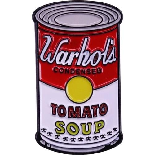 Campbells tomato soup lapel pin Warhol pop art painting badge great artist collection