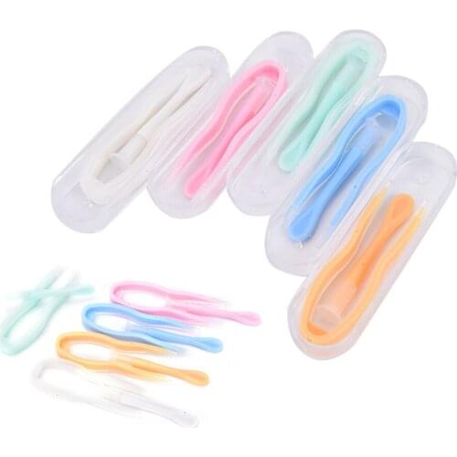 1 Set Silicone Color Contact Connected Practical Lenses Tweezers Clip Random
