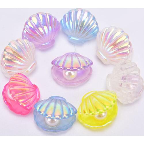 10Pcs Cute Color Plated Pearl Shells Flat Back Resin Cabochons Scrapbooking DIY Jewelry Craft Decoration Accessorie