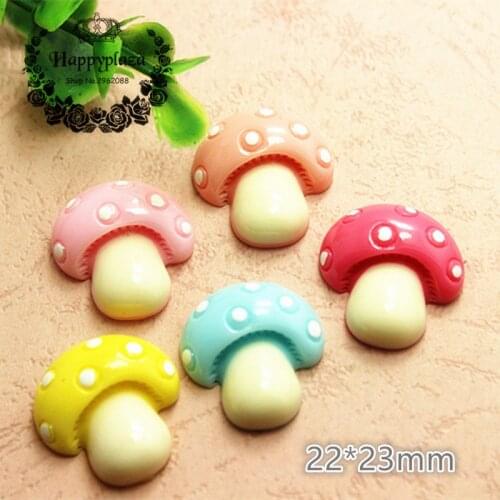 20pcs Mix Colors Resin Mushroom Flatback Cabochon Simulation Food Art Supply Home Decoration Charm Craft,22*23mm