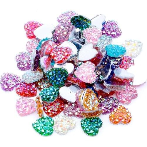 200pcs/ heart-shaped beads Flat back Craft Scrapbook Decorative DIY Fit Hair Clips Embellishments Beads
