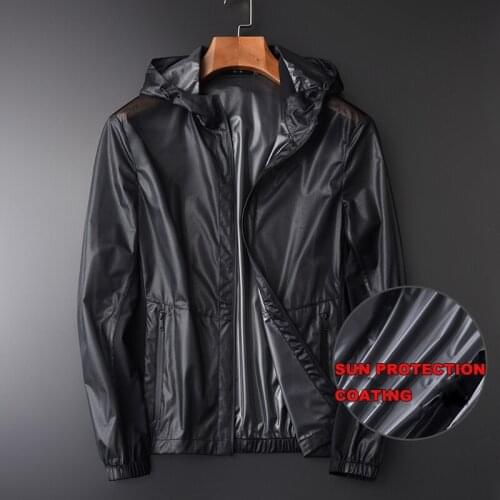 21N Summer Men Jackets Luxury Uv Coating Fabric Hooded Waterproof Prevent Bask In Mens Jackets And Coats Plus Size 3XL 4XL