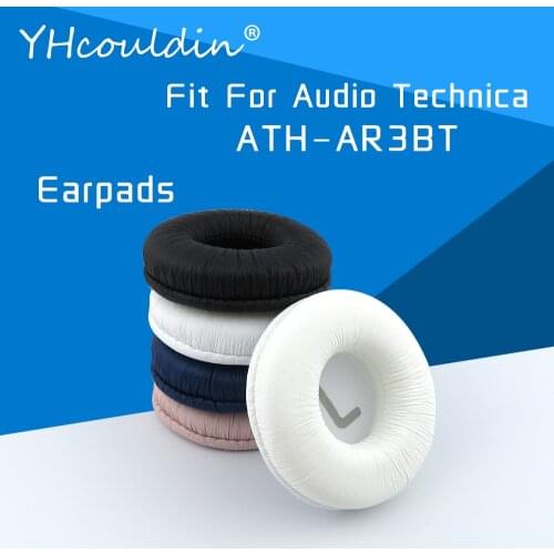 Earpads For Audio Technica ATH AR3BT ATH-AR3BT Headphone Accessaries Replacement Ear Cushions Wrinkled Leather Material