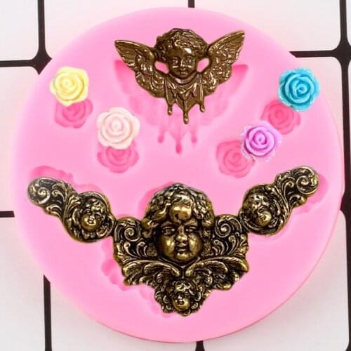 Angel Relief Cake Border Silicone Mold Sugarcraft Fondant Cake Decorating Tools Chocolate Gumpaste Moulds Candy Clay Mould