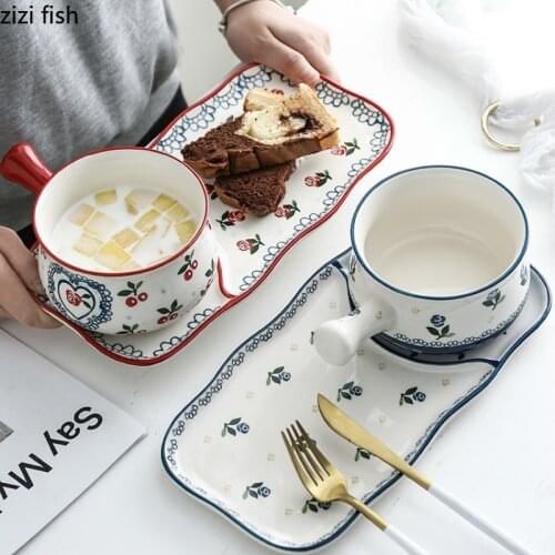 Cherry Breakfast Bowl, Underglaze Breakfast Tableware, Cereal Bowl, Ceramic Bowl, Japanese Rice Bowl Tableware Set of 2