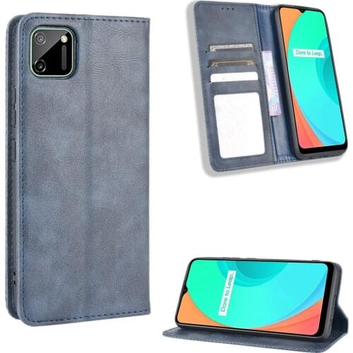 Realme C11 Case Oppo Realme C11 RMX2185 Wallet Flip Style Vintage Leather Phone Cover For Oppo Realme C11 C 11 With Photo Frame