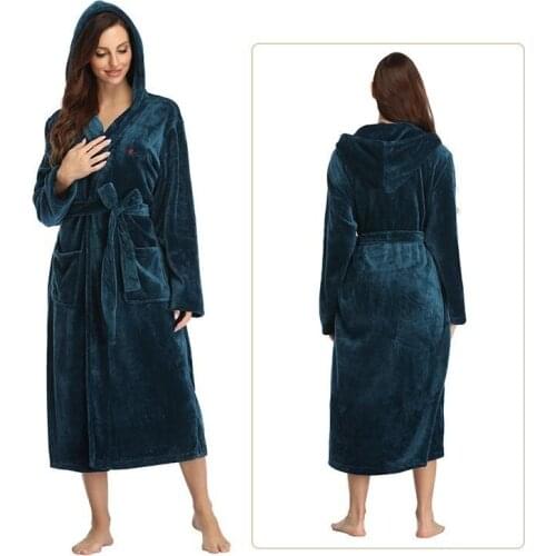 Flannel Women Sleepwear Warm Robe 2021 Winter New Kimono Bathrobe Gown Coral Fleece Casual Intimate Lingerie Thick Nightwear