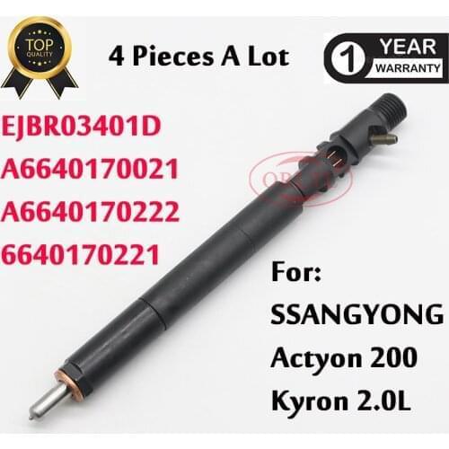 For 4pcs Delphi Nozzle EJBR03401D Common Rail Injector A6640170021 Diesel Sprayer 3401d For ssangyong Actyon,Kyron 2.0L