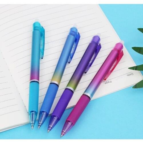 0.5mm Rainbow Color Erasable Press Gel Pen With Blue Refills Office Stationery