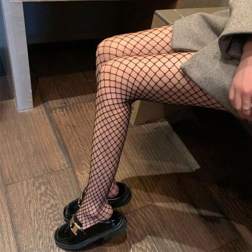 Women Lolita Hollow Out Floral Lace Pantyhose Fishnet Kawaii Tights White Stockings See-Through Vintage Net Stockings