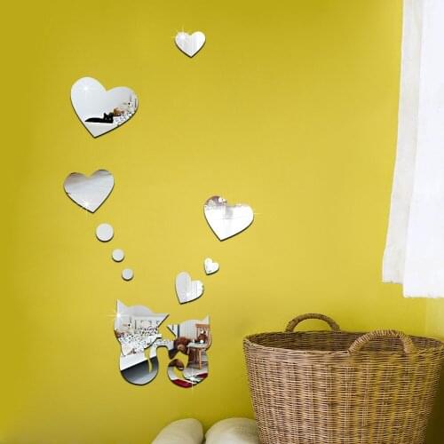 JM030 Cartoon Cat self adhesive Acrylic Mirror Wall Sticker Home Decor