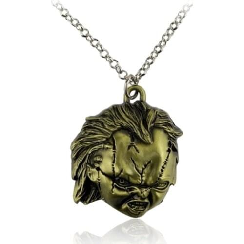 Classic Fashion High Quality Metal Horror Pattern Sliding Pendant Necklace for Men and Women