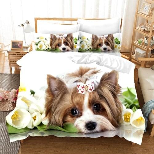 Aniaml Bedding Set Pet Dog Duvet Cover With Pillowcase Twin Full Queen King Size For Kids Bedroom Decor