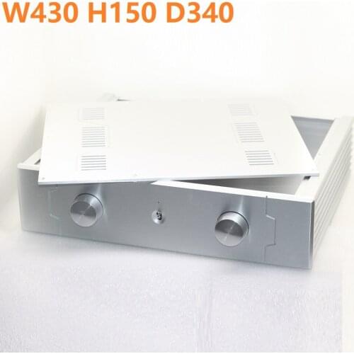 No Hole Stardard Size W430 Power Amplifier Supply Chassis DIY Aluminum Quality Music Box Rear Class Tube Amplifier Housing Amp