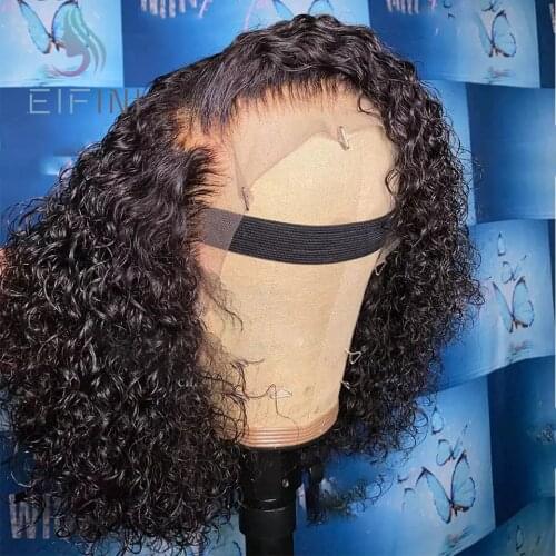 Curly Pixie Cut Short Human Hair Bob Closure Wig 150% Density Glueless Peruvian Remy Lace Front Wigs Pre Plucked For Black Women