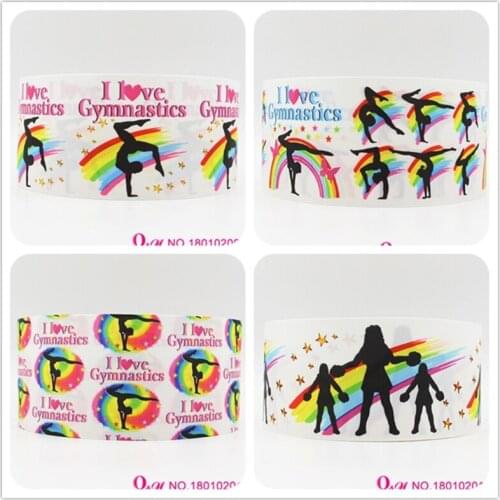 Q&N ribbon 16mm 22mm 25mm 38mm 50mm 75mm gymnastics printed grosgrain ribbon webbing 50yards/roll for hair tie free shipping