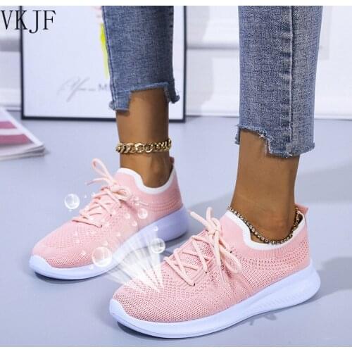 New Comfy Loafers Women 2021 All Season Daily Knitted Fabric Ladies Lace Up Casual Shoes Home Outdoor Female Large-Sized Flats