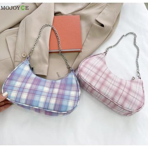 Fashion Women Purses Handbag Solid Color Casual Underarm Bag Female Chain Shoulder Pouch Ladies Nylon Top-handle Clutches